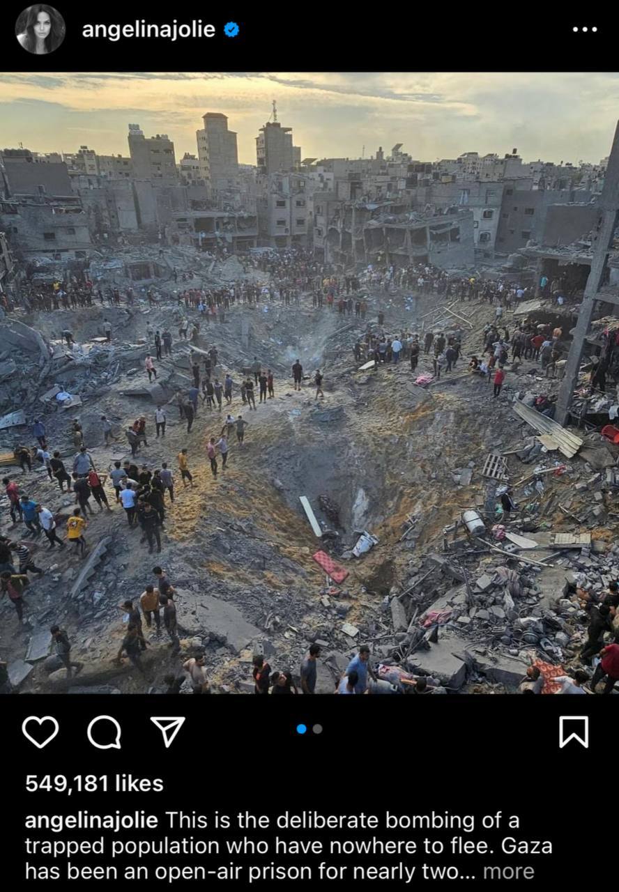 واکنش آنجلینا جولی به جنایات غزه +عکس